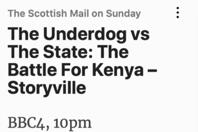 FIRST KENYAN DOCUMENTARY TO AIR ON BBC4 STORYVILLE: SOFTIE